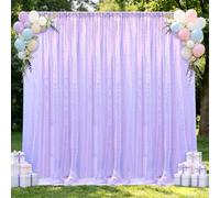 Hahuho Mermaid Lavender Sequin Backdrop Curtain, 2PCS 4FTx8FT Glitter Backdrop Curtain for Parties, Christmas, Wedding, Banquet Decoration（2 Panels, 4FT x 8FT, Mermaid Lavender）