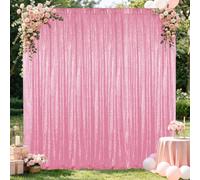 Hahuho Pink Sequin Backdrop Curtain, 1PCS 4FTx8FT Glitter Backdrop Curtain for Parties, Christmas, Wedding, Banquet Decoration（1 Panels, 4FT x 8FT, Pink）