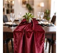 Hahuho Red Velvet Table Runner 10ft Extra Long,Soft Luxury Table Runner 20x120 inch for Christmas Thanksgiving Wedding New Year Party Table Decorations