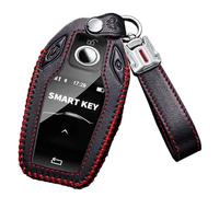 Leather Car Key Fob Cover Keyring fit compatible for BMW Display key case 5 Series M5 GT G30 G31 7 Series G11 G12 X3 accessories keychain Remote key Shell key Holder Protector,Black