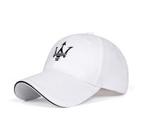 HAHYHL Baseball Cap Hat with Car Emblem Logo Embroidery for Maserati Quattroporte,Cotton Athletic Adjustable Cooling Breathable Sun Hat Sports Cap for Men Women,White