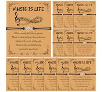 Haiabei 12 Set Music Teacher Gifts for Women, Teacher Appreciatione Musical Note Bracelets Adjustable Braided Rope Bracelet with Cards Musical Themed Gifts for Music Lovers Teachers' Day Graduation