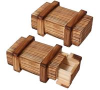 Haiabei 2 Pieces Magic Wooden Gift Box, Magic Wooden Secret Compartments, Treasure Chest, IQ Puzzle Game, Patience Game with Secret Compartments for Creative Gifts, Wedding, Birthday Gift