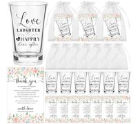 Haiabei 36 Set Wedding Shot Glasses for Guests Acrylic Clear Shot Glasses Bridal Shot Glasses Bulk Wine Cup with Thank You Cards Organza Bag for Bridal Shower Newlyweds Anniversary Hen Party Favors