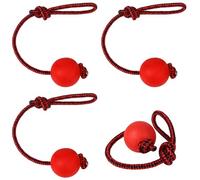 Haiabei 4 Pcs Dog Ball On a Rope Durable Elastic Solid Rubber Balls Interactive Rubber Balls Chew Toys for Small Medium Large Dogs Fetching Catching Throwing and Tugging (Medium)