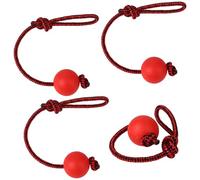 Haiabei 4 Pcs Dog Rope Ball Dog Ball On a Rope Dogs Toy Durable Elastic Solid Rubber Balls Interactive Rubber Ball Chew Toys for Small Medium Large Pet Fetching Catching Throwing and Tugging(5 x 38cm)