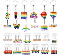 Haiabei 48 Pcs Gay Pride Keychain Rainbow Acrylic Keychain Love is Love Key Chain LGBT Gay Keyring Lesbian Keycring Jewelry Stuff LGBTQ Jewelr for Gay Lesbian Couples Gifts