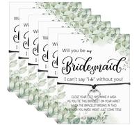 Haiabei 6 Pcs Wedding Bridesmaid Bracelet for Women Will You Be My Bridesmaid Wish String Bracelet Bridal Party Heart Bracelets Bulk with Greeting Card for Wedding Party