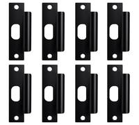 Haiabei 8Pcs Stainless Steel Strike Plate Universal Door Strike Plate 4 7/8" x 1 1/4" Deadbolt Strike Plate Door Backplate D-Shaped Hole Steel with Black Finish Replacement Lock T Strike Plate