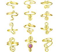 HAIAISO 12PCS Adjustable Toe Rings for Women 14K Gold Plated Open African Toe Rings Summer Beach Foot Jewelry Set, Gemstone, No Gemstone