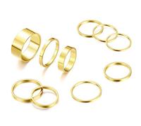 HAIAISO 3-10 Pcs Knuckle Rings Set Stainless Steel Ring Simple Smooth Finger Stackable Rings Set for Women Plain Band Rings