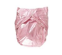 Haian Reusable Adult Incontinence AIO PVC Diapers (S-M, Pink Gingham Print Cotton)