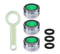 Haiba 3 Pack Tap Aerators Universal Replacement Part, Brass Male Spout Threaded Aerator with Gasket and Plastic Faucet Wrench Tool, Polished Chrome