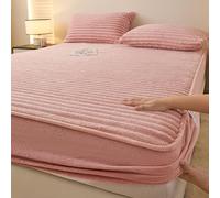 HAIBA Double Mattress Protector 200 x 220 cm Count 30cm Deep Quilted Fitted Sheet pink Super Soft Brushed Microfibre Fitted Sheet with Strong Elastic Hem