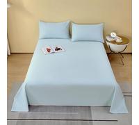 HAIBA Flat Sheets Double 200x230cm Light Blue Flat Sheet, 100% Egyptian Cotton Soft Bedding Sheet, Hypoallergenic & Breathable Flat Bed Sheets