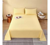 HAIBA Flat Sheets Double 200x230cm Yellow Egyptian Cotton Super Soft Hotel Quality Flat Sheet