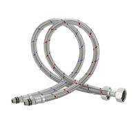 Haiba Pack of 2 Kitchen/Basin Monobloc Mixer Tap Connectors Flexi Pipes Tails British Standard Pipe M10 x1/2 Fitting 600mm Long (Silver Pipes)