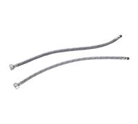 Haiba Pack of 2 Kitchen/Basin Monobloc Mixer Tap Connectors Flexi Pipes Tails British Standard Pipe M10 x1/2 Fitting 400mm Long (Silver Pipes)