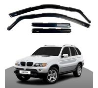 Haibak Wind Deflectors Set Compatible With BMW X5 E53 MK1 2000-2006 | 5-Door SUV | 4-Piece Tinted Side Window Deflectors | In-Channel Fitment