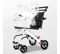 Haibinsuo Folding Wheelchair,Portable Transit Chair Lightweight Mobility Aid Wheel Chairs Four Wheel Rollator with Adjustable Safety Strap PU Wheels for Travel Adult Elderly Disable 200 lbs A