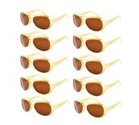 HAICN 10Pcs Gold Elvis Glasses, Rockstar Style Sunglasses Vintage 50s Hippie Costume Eyewear Retro Fancy Dress Accessories Cool Cosplay Props for Men Women Halloween Carnival Theme Party Supplies.