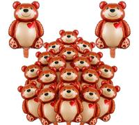 HAICN 20Pieces Valentine's Day Bear Balloons Mini Love Red Heart Balloon Valentines Day Wedding Anniversary Party Supplies for Romantic Decorations