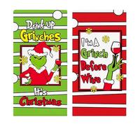 HAICN 2Pcs Grinch Kitchen Towels Christmas Absorbent Hand Towels Merry Grinchmas Kitchen Bathroom Drying Washcloths Christmas Decor for Home