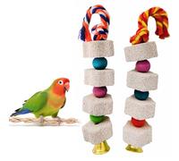 HAICN 2Pcs Parrot Chewing Toy Parrot Beak Grinding Calcium Stone with Bells Bird Cage Accessories Calcium Supplement Food for Parrot Hamster Birds
