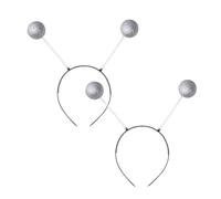 HAICN 2Pieces Alien Headband Glitter Ball Head Boppers Martian Antenna Headband Party Favors Costume Accessory for Halloween Christmas Cosplay (Silver)