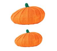 HAICN 2Pieces Family Matching Pumpkin Beret Hat Orange Mother and Baby Winter Warmer Cap Halloween Photography Hat for Adult Kid