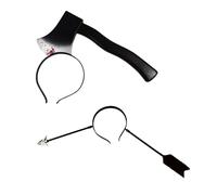 HAICN 2Pieces Halloween Horror Headbands Bloody Arrow Through The Head and Axe Headband Scary Props Hair Accessories for Role-playing Haunted House Party