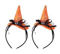 HAICN 2Pieces Halloween Witch Hat Headband Orange Children Women's Headpiece Fashion Cosplay Supplies Halloween Props for Role Play Decoration