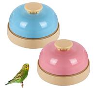 HAICN 2Pieces Parrot Bell Toys Pink Blue Hanging Bell Toys Interactive Toys Training Props Cage Accessories for Love Birds & Cockatiels Finches
