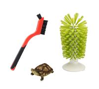 HAICN 2Pieces Turtle Brush Shell Cleaning Brush with Suction Cup Red Eared Slider Turtle Exfoliate Brush Tortoise Accessories for Turtle Tank Supplies
