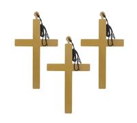 HAICN 3Pieces Halloween Cross Nun Priest Cross Pendant Necklace Monk Cross Nun Costume Accessory Halloween Cosplay Costume Party Decorations for Men Women