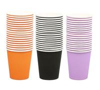 HAICN 48Pieces Halloween Paper Cups Black and Orange Purple Paper Cups DIY Water Cups Party Cups for Christmas Birthday Holiday Halloween