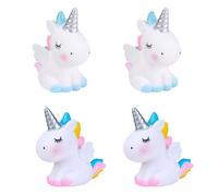 HAICN 4Pcs Unicorn Cake Toppers - Miniature Kit with Unicorn Figures, Resin Cake Adornment for Birthday & Wedding Decorations