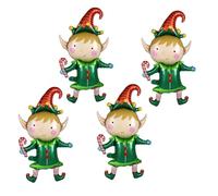 HAICN 4Pieces Christmas Elf Foil Balloon Clown Large Balloons with Candy Cane Cartoon Novelty Party Balloon Decor for Birthday Party Supplies