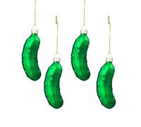 HAICN 4Pieces Christmas Pickle Ornaments Pickle Ornaments with Rope Green Pickle Theme Hanging Decoration for Christmas Tree Tradition Decor Supply