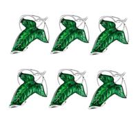 HAICN 6PCS Green Leaf Brooches Elegant Elven Leaf Enamel Pins Three-Dimensional Elf Design Badge for Clothing Cosplay Inspired Gift
