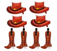 HAICN 8Pcs Western Themed Party Balloons 4Pcs Cowgirl Boot Balloons and 4Pcs Cowgirl Hat Foil Balloon for Western Cowboy Party Decoration Horse Theme Party Supplies