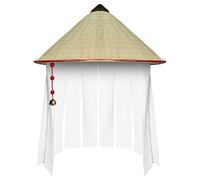 HAICN Japanese Swordsman Anime Cosplay White Hat Bamboo Samurai Hat Handmade Japan Samurai Sun Hat Samurai Cosplay Knight Cap