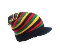 HAICN Rasta Hat Multi-Colour Jamaican Cap with Brim Beanie Hat Rasta Hat Stripes Funny Hair Style Accessories for Men and Women