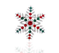 HAICN Snowflake Brooch Red Green Rhinestone Crystal Christmas Brooch Snowflakes Vintage Elegant Scarf Suit Daily Wear Decoration for Women Girls