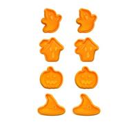 HAICN8 Pieces Halloween Cookie Cutters, Ghost, Pumpkin, Witch's Hat, Haunted House, 3D Plastic Halloween Cookie Stamps, for Decorating Chocolate Cookies,Cakes, DIY