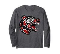 Haida Bear Indigenous Pacific Northwest Tribal Design Long Sleeve T-Shirt