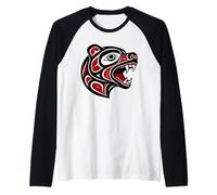 Haida Bear Indigenous Pacific Northwest Tribal Design Raglan Baseball Tee