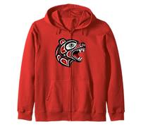 Haida Bear Indigenous Pacific Northwest Tribal Design Zip Hoodie