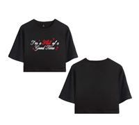 Haiden Henderson Merch Hell of a Good Time Crop Top Graphic T-Shirt Women Short Sleeve (Black,XXL)