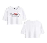Haiden Henderson Merch Hell of a Good Time Crop Top Graphic T-Shirt Women Short Sleeve (White,M)